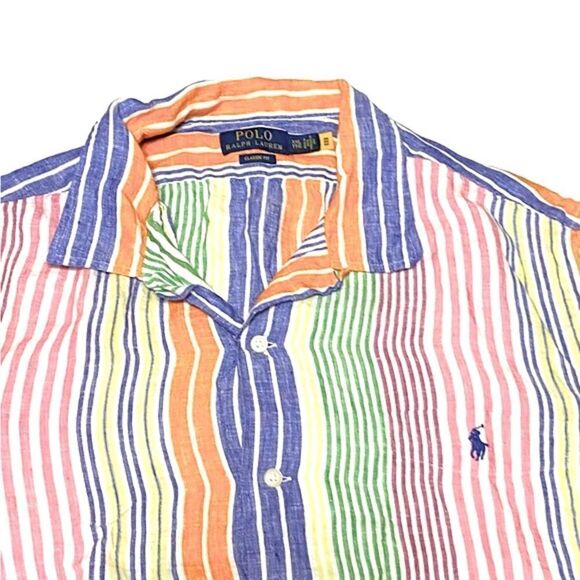 Polo Ralph Lauren Men’s XXL Classic Fit 100% Linen Candy Stripe Button Shirt - Picture 3 of 7